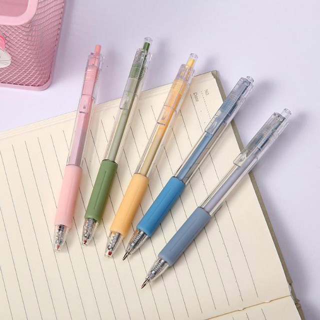 5pc Press Hand Gel Pens Morandi Ink Pens Color Painted 0.5mm Pen Stationery  Student Office School Supplies Gift - AliExpress